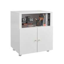 Techigher Metal Printer Stand, Printer Cabinet With Storage, Mobile Printer Table With Wheels & 2 Door, Metal File Cabinet For Home Office Small Spaces - White -4 Compartment - View 5