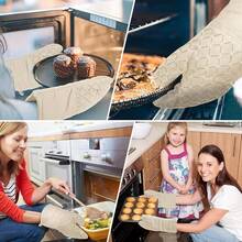 2 Pcs Oven Mitts For Kitchen Heat Resistant Oven Gloves, Soft Cotton Lining, Anti-Slip Silicone Stripe Oven Mitts Heat Resistant Oven Mits, Kitchen Mitt Pair Protect Hands, CooFKing BaFKing Gloves Khaki,2pcsKhaki - 2pcsKhaki - View 8