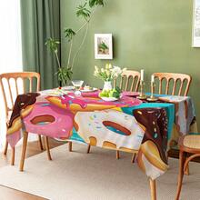 1pc/10pcs Colorful Donut Tablecloth Decorative Cloth, Suitable For Dinner And Picnic, Waterproof And Easy To Clean Tablecloth For Dining Table Party, Rectangular Home Decor For Dining Table, Bar, Coffee Table, Outdoor Picnic, Restaurant Patio, Party Decor, Gift For Holidays, Indoor And Outdoor Use, Available In Multiple Sizes - Multicolor - View 1