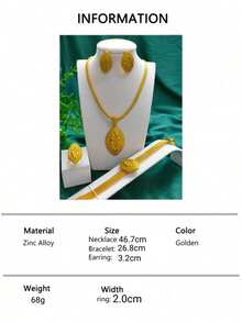 Juego de joyería de 4 piezas con forma de gota de agua para mujeres: collar, aretes, pulsera, anillo. Adecuado para novias en Arabia Saudita, Dubái, Europa y América, fiestas de boda, citas, vestidos formales, Día de la Madre, San Valentín, regalos festivos, uso diario, mamá, Día de la Madre, regalo