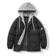 Trajes callejeros de moda Casacas y abrigos para hombre 2025 Abrigo acolchado de algodón acolchado de lana gruesa y cálida de invierno nuevo Pantalón vaquero morado estilo dos piezas Pantalón De Hombre Moda Exterior - Gris - Ver 3
