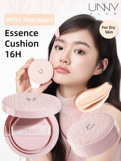 unny club 1 Vỏ rỗng + 1 Lõi thay thế, Kem nền dạng cushion dưỡng ẩm dành cho da nhạy cảm, chứa tinh chất dưỡng ẩm, phù hợp với da khô, lâu trôi 16 tiếng, lớp nền rạng rỡ, che phủ hiệu quả các vết đỏ/nếp nhăn/da xỉn màu, trang điểm hàng ngày.