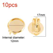 10 piezas de clips de oreja redondos de acero inoxidable, suministros para hacer joyas con ganchos de clip hechos a mano para cabujones y botones de 8-16 mm - Clip de oreja de disco redondo n.° 10 - Ver 18