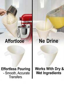 1个带倾倒嘴的搅拌机面粉漏斗，适用于立式搅拌机，可用于KitchenAid搅拌机，是立式搅拌机的必备配件，也是备餐者和烹饪达人的必备之选。这款新型面粉漏斗适用于KitchenAid立式搅拌机，可用于倒入蛋液和面粉，实现精准的引导式倾倒。这款面粉漏斗可将面粉、糖、蛋液和其他配料直接倒入搅拌碗中，避免飞溅或溢出。从面粉到液体，它都能轻松应对，包括细粉、谷物、鸡蛋、牛奶等等。 - 彩色 - 查看 5