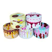 63mm 4-Layer Metal Grinder With Cartoon Cake Pattern, Manual Herb Grinder, Multiple Patterns Available, Great Gift For Valentine's Day