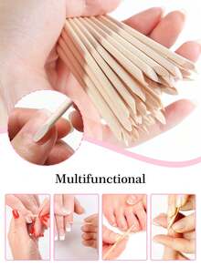 100pcs Wooden Manicure Sticks, Double-Sided Multi-Functional Cuticle Pusher, Nail Care Tools, Nail Remover Tools, Nail Art Supplies, Suitable For Press-On Nails - 5.5cm Nail Remover Stick, Christmas, Winter, Pink, Graduation Season, Birthday - Multicolor - View 3