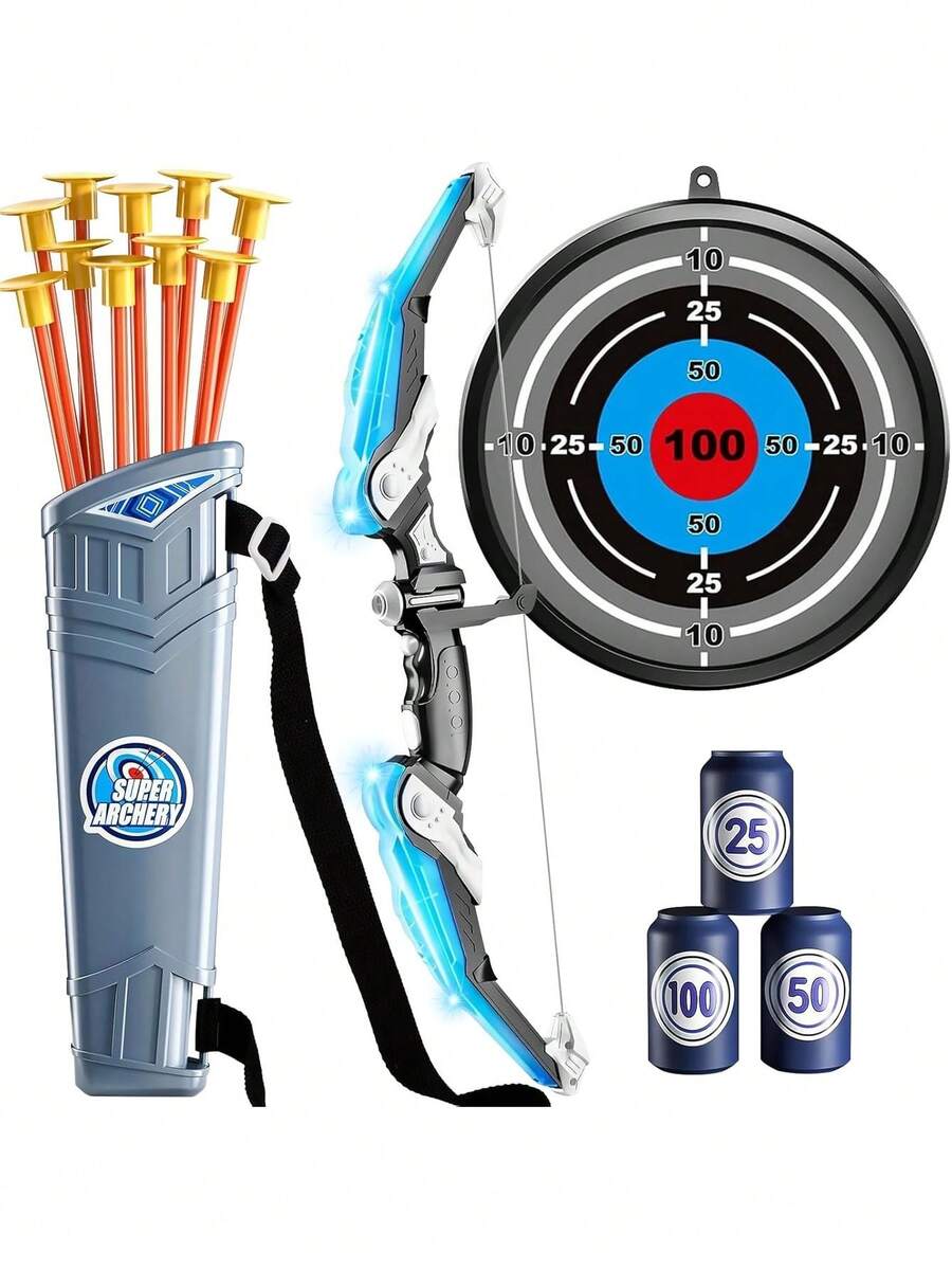 LUHI Juego de Arco Y Flecha,Set De Arco Y Flecha para Niños,Juguete de Tiro con Arco con luz LED,Juguete para Interior y Exterior, Apto para niños y niñas a Partir de 4 añosJuego y Regalo.,37643394 - D - Ver 1