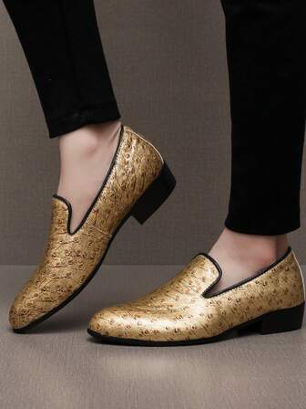 Herrskor i nischdesign med guldfärgad nisch, affärs- och formella läderskor, brittiska kostymskor, plusstorlekar för fest och nattklubb.