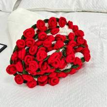 Crochet Floral Bouquet Pattern Blanket, Handmade Crocheted Rose Throw Blanket, Suitable As Sofa Shawl, Romantic Gift For Valentine's Day, Wedding, Anniversary, Women - Multicolor - View 14