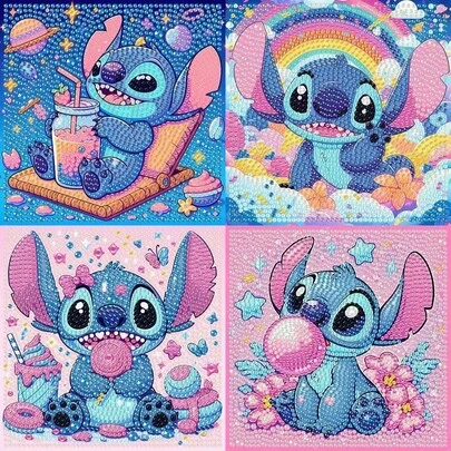 Disney Stitch 5D Diamond Painting DIY Handmade Full Drill Diamond Painting, Indoor Living Room Decor, Children & Women's Birthday Gift, Diamond Painting Kit, Children's Art Craft, Pinterest, Crystal, Adult Art Craft, Embroidery, Embroidery Supplies, Children's Art Craft, Christmas Gift (The Picture Shows The Finished Product, And You Need To Make It Yourself After Purchase)