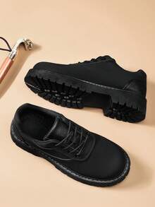 男士巴黎圆头休闲鞋，厚底增高鞋黑色哑光德比乐福鞋 Old Money Chic 秋季 - 復古款 - 查看 7