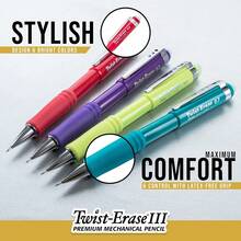 Pentel Twist-Erase III Mechanical Pencil, (0.9mm), Bold Line, Violet Barrel, Pack Of 4 (QE519BP4V) - mặc định - Xem 3