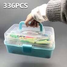 336/357件套钓鱼饵料套装，带工具盒，包括饵料投放器、钳子、软饵、硬饵、鱼钩，适用于淡水和海水。 - 黑色 - 查看 4