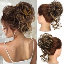 2个装合成发髻发圈，蓬松凌乱波浪卷发片，易于佩戴，打造凌乱发髻造型，百搭日常佩戴，适合女性日常、派对、万圣节、圣诞节、节日、婚礼等场合，可打造蓬松盘发、发髻、环绕式马尾辫。 - 彩色 - 查看 26