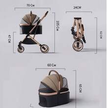 Separable High-End Pet Pushcart, Multi-Functional Vehicle Bag, Detachable Ultra-Light And Portable, One-Button Folding Vehicle For Cats And Dogs - Khaki - View 2