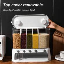 12L Dry Food Storage Container: 5-Grid Cereal Dispenser For Rice & Grain Organization - 白色 - 查看 4