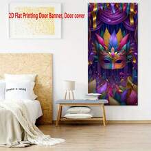 Banner de ușă 2D, husă de ușă pentru carnaval, decor vibrant pentru petrecere mexicană, design floral și cu pălărie de paie, diverse dimensiuni din care puteți alege și diverse scene din care puteți alege. - Multicolor - Vizualizare 3
