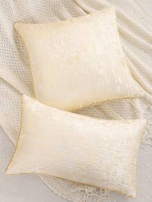 1件/2件金色装饰抱枕套，提花仿丝奢华农舍风格，适用于客厅、沙发、卧室、家居装饰，礼品 - 杏色 - 查看 7