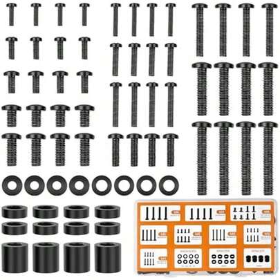 Universal TV Mounting Hardware Screw Kit Set - M4 M5 M6 M8 Screws,Spacers And Washers For Most TV/Monitor VESA Mount, TV Mount Replacement Screws With Box Up To 80 Inch(Black)