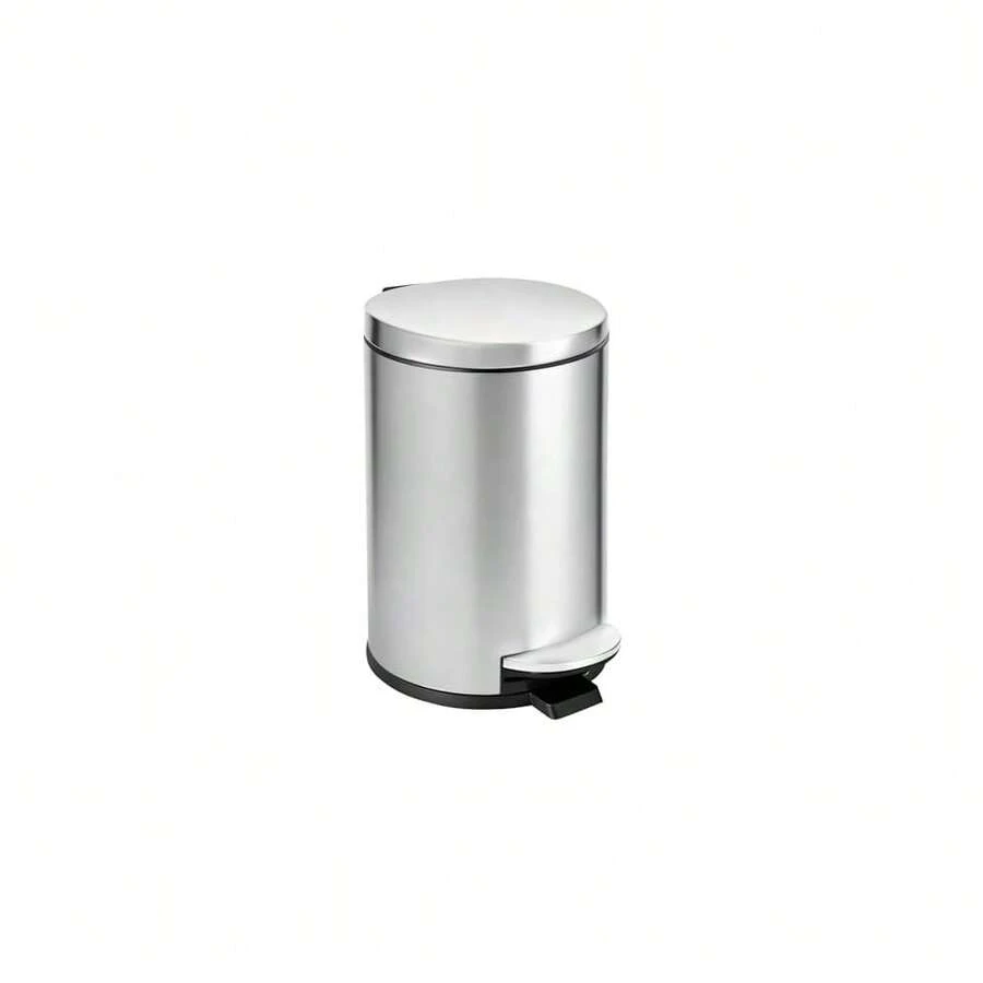 Small Trash Can With Lid Soft Close, 4.5 Liters / 1.2 Gallon Bathroom Garbage Can, Mini Step Trash Bin, Stainless Steel Wastebasket For Bathroom, Bedroom, Office (Silver),Silver - 銀色 - 查看 1