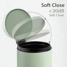 Small Trash Can With Lid Soft Close, 4.5 Liters / 1.2 Gallon Bathroom Garbage Can, Mini Step Trash Bin, Stainless Steel Wastebasket For Bathroom, Bedroom, Office (Green),Green - Green - 查看 3