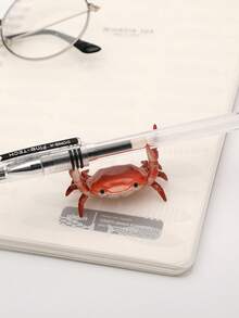 2个日式创意可爱螃蟹笔筒，化妆品收纳架，返校/毕业礼物，办公室家居店铺配件架（红色） - 彩色 - 查看 10