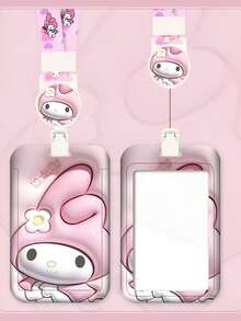 1PC Cute Printed Lanyard Card Holder, Cute Cartoon Pattern ID Badge Reel For Campus, Multi-Functional Student Accessory For School, Office, Perfect Gift For Girls Girl, Christmas Holiday Gift