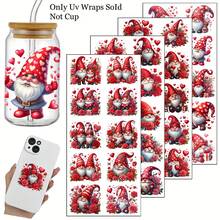 40PCS Valentines Gnome Theme Rub On Transfer Stickers Vinyl Decals Set - Versatile , Gnome Love Roses Pattern Theme Sticker For Cup, Furniture, Glass, Easy Apply DIY Home & Life Inspired - Multicolor - View 10