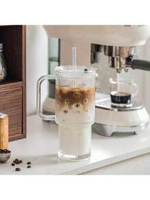 Bộ 2 cốc thủy tinh dung tích lớn 26oz, thiết kế trong suốt, thời trang với tay cầm tiện lợi, kèm nắp, cốc có ống hút, cốc đá, cốc cà phê văn phòng. Thích hợp làm quà tặng tốt nghiệp, quà tặng tiệc độc thân, quà tặng phù dâu, quà tặng Ngày của Cha, đồ trang trí Halloween, quà tặng Halloween. - trong suốt - Xem 8