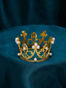1 pièce Couronne dorée pour gâteau, 3 options de couleur, coiffe vintage pour décoration de gâteau, couronne complète à 3 couleurs, décoration de gâteau avec couronne, cadeau d'anniversaire, convient pour photos de gâteau de reine/princesse, fournitures de fête, utilisable pour mariage, anniversaire, cadeau, événements de mode, usage polyvalent - Doré - Voir 4