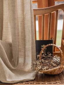 1件装杆袋式日式简约亚麻薄纱窗帘，适用于卧室、客厅、阳台 - 彩色 - 查看 6