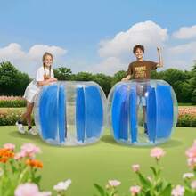 Bolas inflables de parachoques 1-Pack, Bola de Sumo Zorb del cuerpo de 4FT / 1.2M, Batedor de burbujas de hámster humano de PVC grueso duradero para juegos de equipo de deportes al aire libre, Juguete de Bopper para el parque del patio del jardín, Rayas azules - Azul - Ver 9