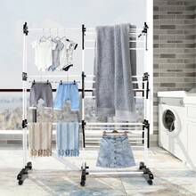 Clothes Drying Rack On Legs, Extendable, 3 Levels, Foldable Clothes Dryer, For Indoor/Outdoor Use, 75-142.5 X 64 X 170 Cm - Đen và trắng - Xem 2