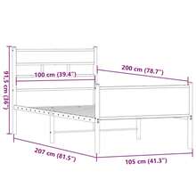 vidaXL Cadre de lit sans matelas chêne fumé 100x200 cm bois ingénierie - Castano - Visualizzare 9