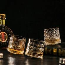 旋转威士忌酒杯，时尚玻璃器皿，适用于波本威士忌、苏格兰威士忌、鸡尾酒、威士忌和茶，优雅的饮具，男士礼品，露营用品，派对用品，朋友聚会，家庭聚餐 - 透明 - 查看 7