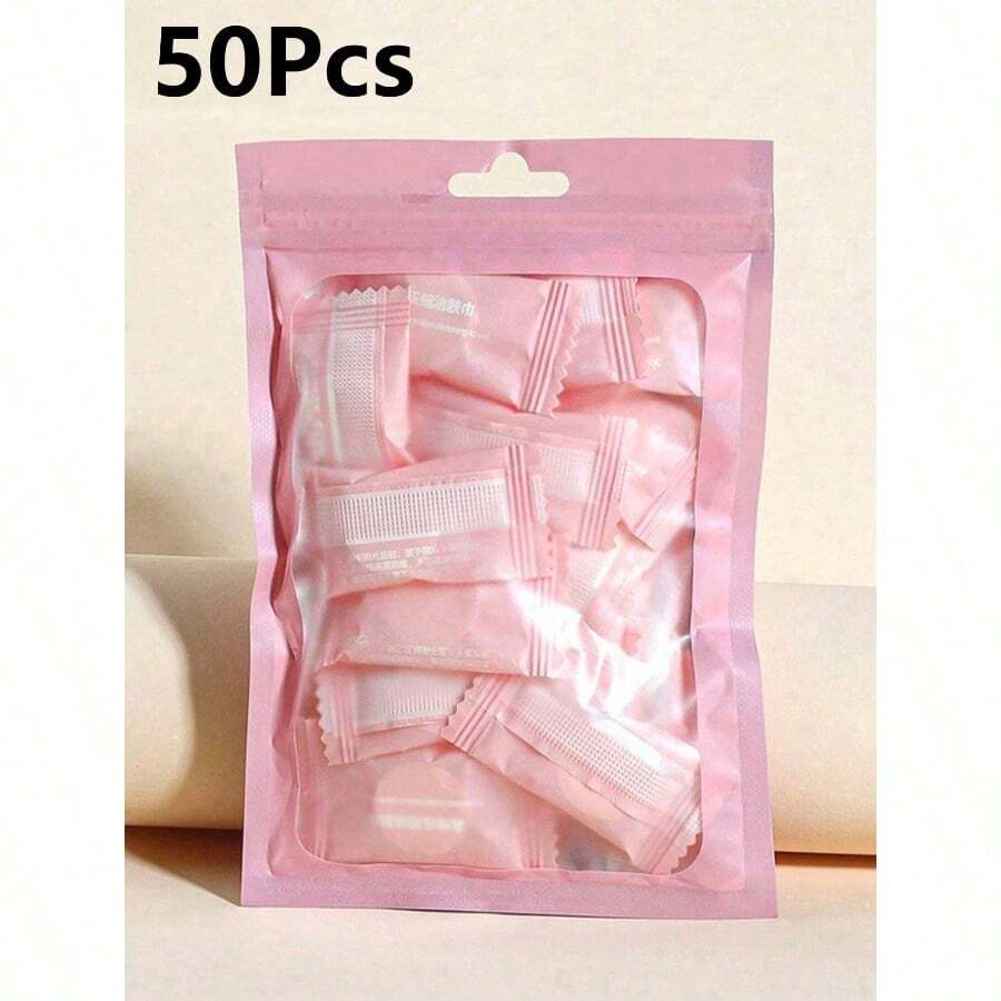 50pcs Disposable Compressed Towels, Portable Travel Non-Woven Face Towels, Water-Activated Wet Wipes, Disposable Facial Cleansing Cloths, Coin-Sized Travel And Outdoor Tissues, Candy-Colored Squares, Suitable For Travel, Hotels, Camping, Vacations, Skincare, Living Rooms, Home, Bedrooms, Bathroom Decor, Travel Essentials, Weddings, Parties, And Other Occasions - Hồng - Xem 1