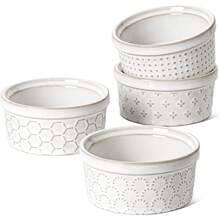 Ramekins 4 Oz Oven  For Creme Brulee Charcuterie Boards Bowls For Souffle Small Sauce Bowl Ceramic Baking Dishes - 3.8 Inch Set Of 4 Arctic White - 4盎司+北極白+蓋子 - 查看 9