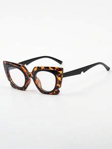 1 pieza Gafas de mujer casual vintage de ojo de gato con estampado de leopardo, sin receta, adecuadas para uso diario y fotografía callejera - Multicolor - Ver 3