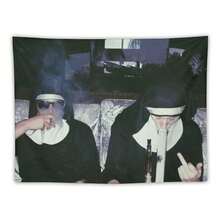 Nuns Smoking  Banner Flag Wall Art Hanging,For Decorate Clubs Concerts Bars University Dormitories Living Rooms Bedrooms Decor Tapestry Parties,Gift - 樣式 1 - 查看 2