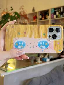 1个可爱卡通大眼睛图案个性化手机壳，时尚可爱洛丽塔风格保护套，适用于 17/ 17 Pro Max/ 16 Pro Max/ 15 Pro/ 14/ 13/12/11，是送给家人/朋友/姐妹/女朋友的理想圣诞礼物 - 黃色 - 查看 3