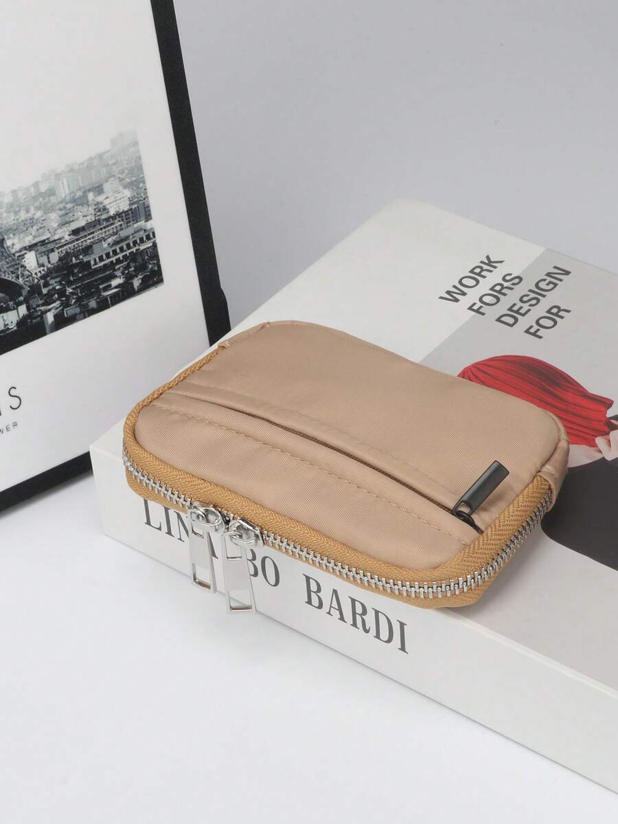 1 pieza Monedero compacto multifuncional minimalista Tamaño del producto: 11,5 cm * 7,5 cm * 2 cm Para mujer Cartera de dinero Mini cartera Monedero Cartera pequeña Monedero de monedas Artículo esencial de viaje Portador de tarjeta de identificación Portador de identificación - Caqui - Ver 1