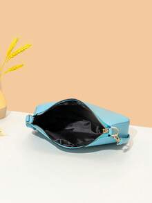 Fashionable Minimalist Underarm One Shoulder Baguette Bag - Blue - View 6