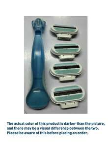 1 Handle + 8pcs Blades Set, 8pcs/12pcs Blades, Women's Bikini Manual Hair Removal Tool, 3-Layer Stainless Steel Razor Blades, Replaceable Blades - Multicolor - View 8