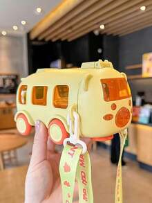 1PC Cute Bus Shaped Car Water Bottle With Straw, Outdoor Portable Pop-Up Lid Large Capacity Drinking Cup - Multicolor - View 3