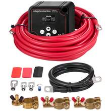 Relés - Set: Batería de  y litio de 12 V, 140 A, con pantalla LCD, cable de 6 m (6 AWG) - Ver 8