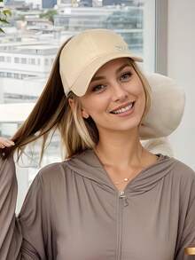 可调节高马尾棒球帽，半开帽檐，男女通用休闲棒球帽，透气，适合通勤、户外运动、跑步、骑行、旅行、购物、露营，女士旅行配件，户外运动配件 - 彩色 - 查看 6