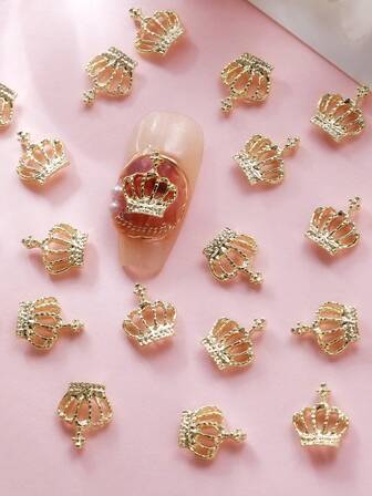 20个银色皇冠形美甲吊坠，3D美甲水钻，DIY装饰配件，美甲饰品，美甲宝石，美甲用品