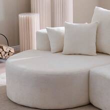 MERAX 106" Curved Modular Sectional Sofa, Comfy Sofa Couch With Chaise Lounge, Modern Cloud Couch With Deep Seat, Fabric Upholstered Set For Living Room Bedroom,White - 白色 - 查看 3