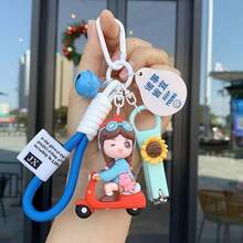 AD 1pc Creative Cute Bicycle Girl Couple Keychain Pendant, Delicate Women's Car Key Chain Bag Charm Accessory - Bicycle - View 9