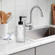 Topsky Gem Glass Soap Dispenser With Black Plastic Pump, 13oz Liquid Hand Soap Dispenser, Rustproof Pump For Kitchen & Bathroom, Great For Lotions, Essential Oil, Liquid Soaps-Clear - 寶石般清澈 - 查看 7